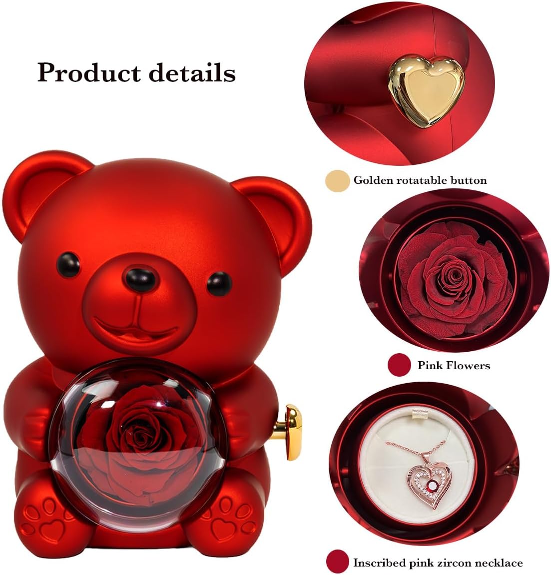 BLOSSOM ROSE BEAR W/NECKLACE