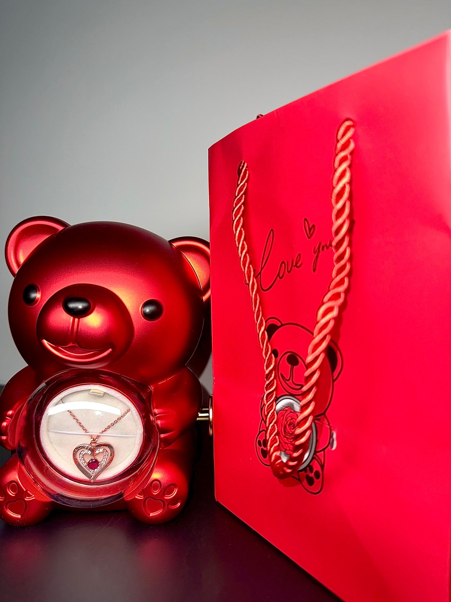 BLOSSOM ROSE BEAR W/NECKLACE